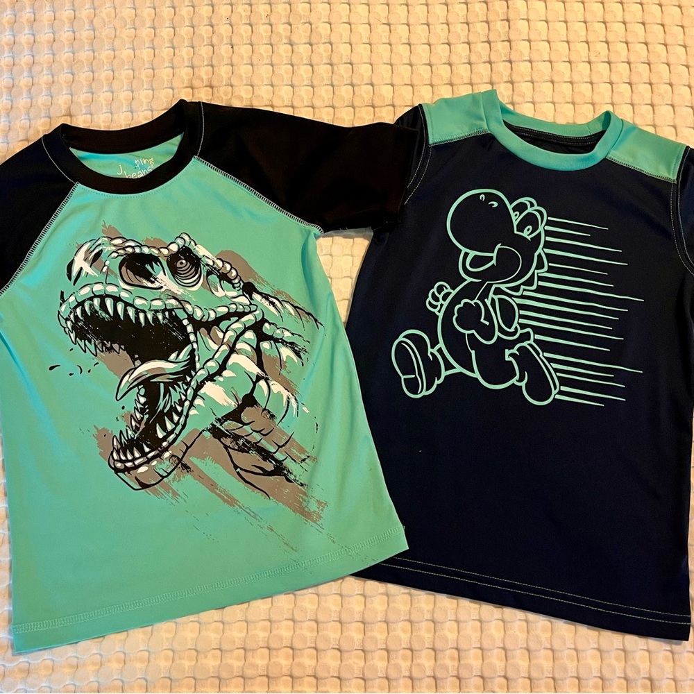 Jumping Beans Green and Black Dinosaur Tees Short Sleeve